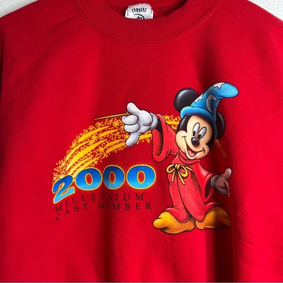 Vintage Disney Cast Member Fantasia Red Sweatshirt Pullover Cotton Blend Size L - Picture 2 of 14